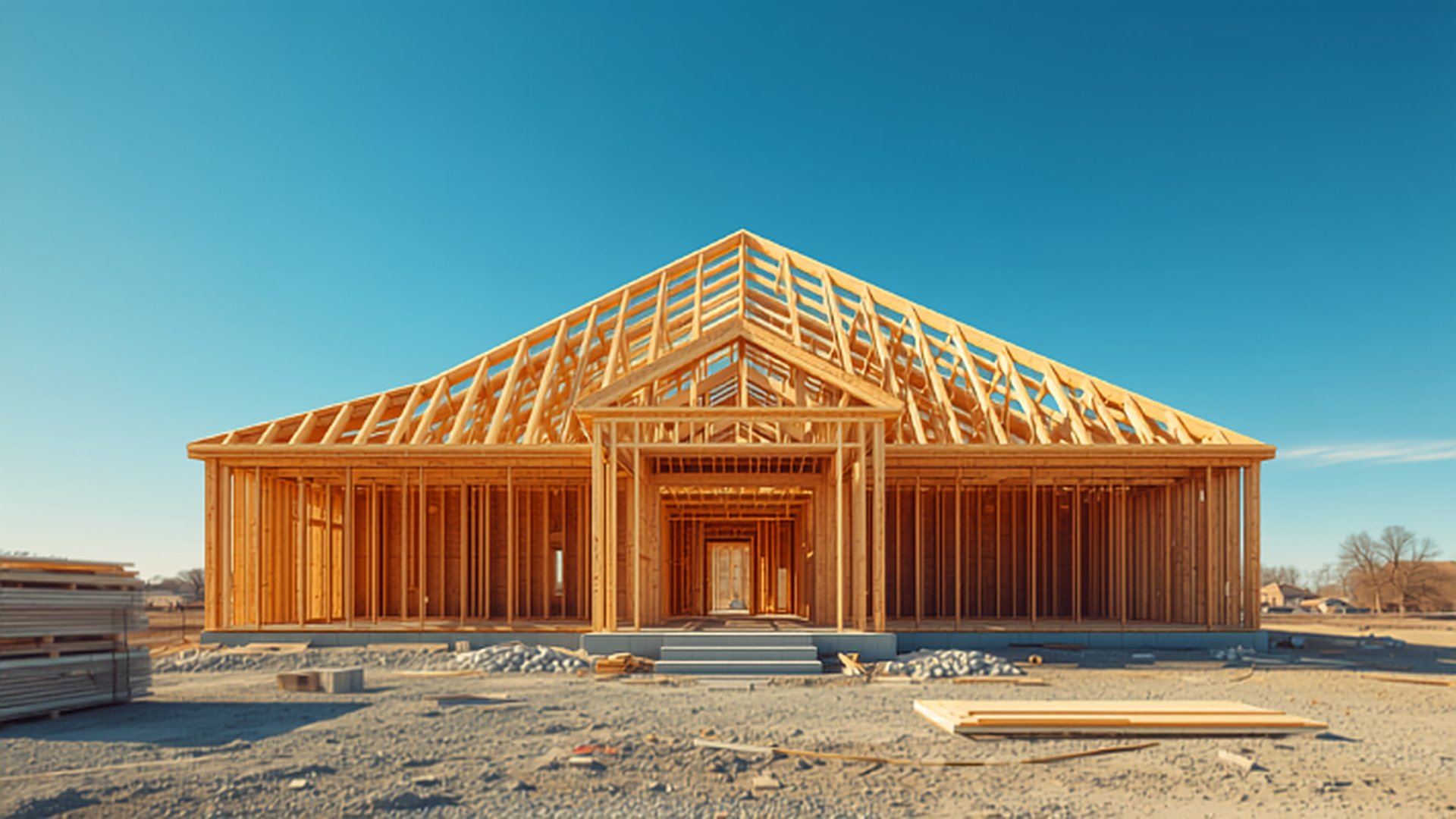 Custom home under construction with wood framing, built by Baird Construction & Development general contractor in the Uintah Basin